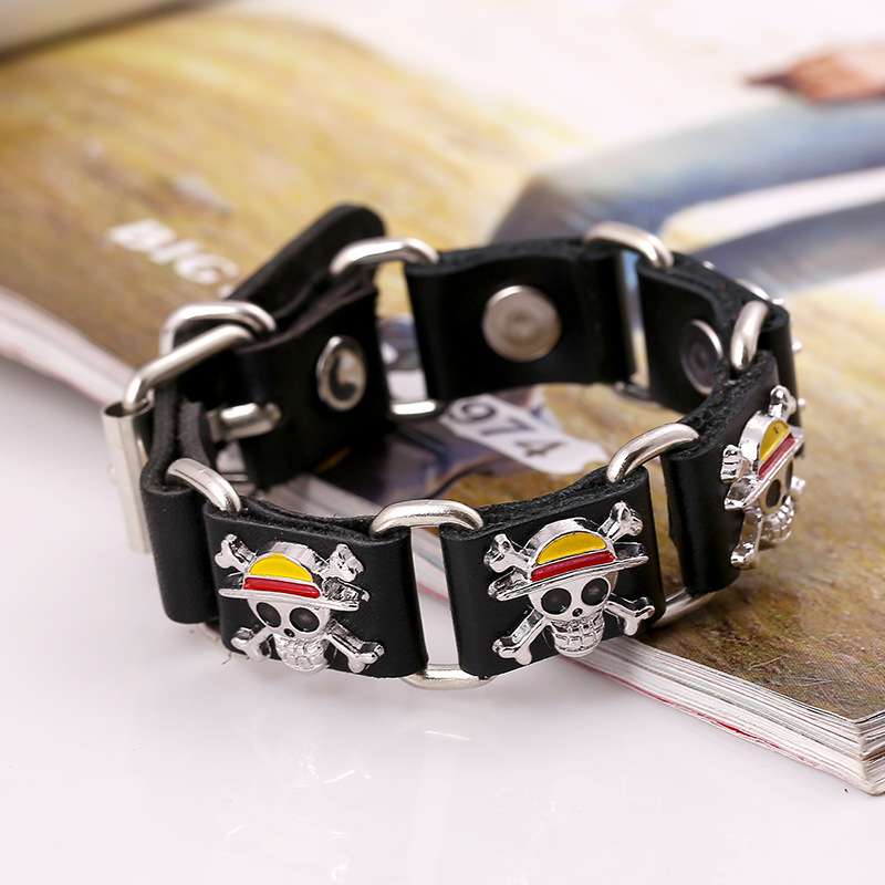 1 PIECE Leather Bracelet Punk Style Anime Adjustable Wristband For Women And Men