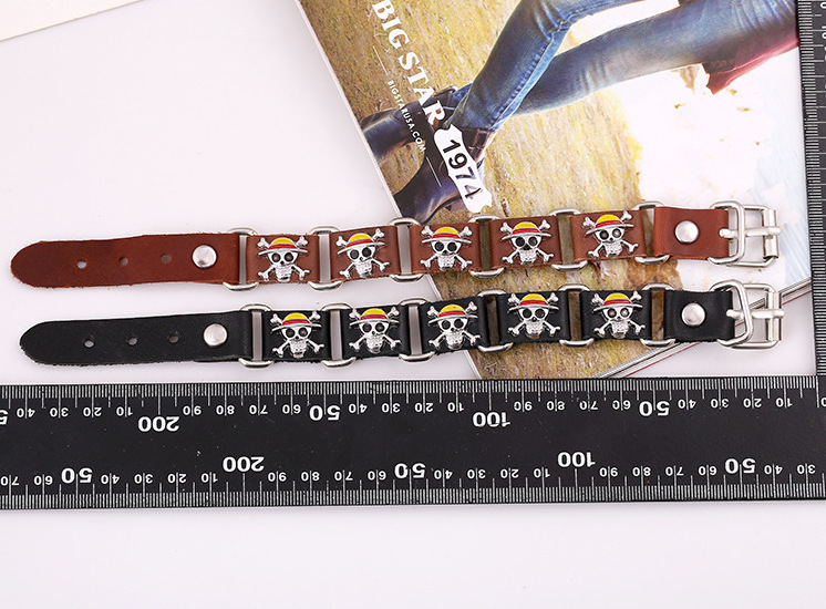 1 PIECE Leather Bracelet Punk Style Anime Adjustable Wristband For Women And Men