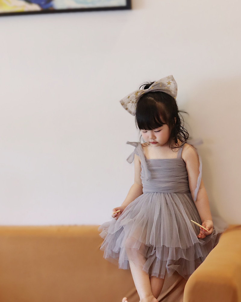 In Stock Summer Baby Girl Lolita Bow Dress Sleeveless Strap Tulle Dress Infant Birthday Party Princess Dresses