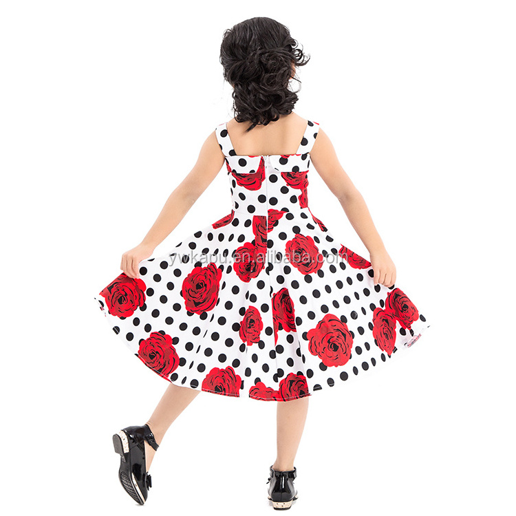 Floral and polka dot print infant boutique wholesale new model kids girl princess dress