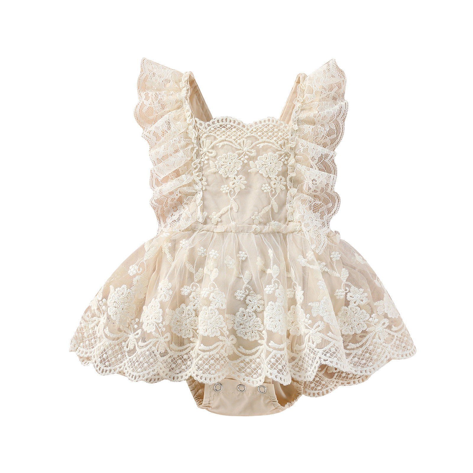 Wholesale Summer Newborn Infant Clothing Princess Embroidered Lace Ruffle Birthday Baby Girls Tutu Rompers