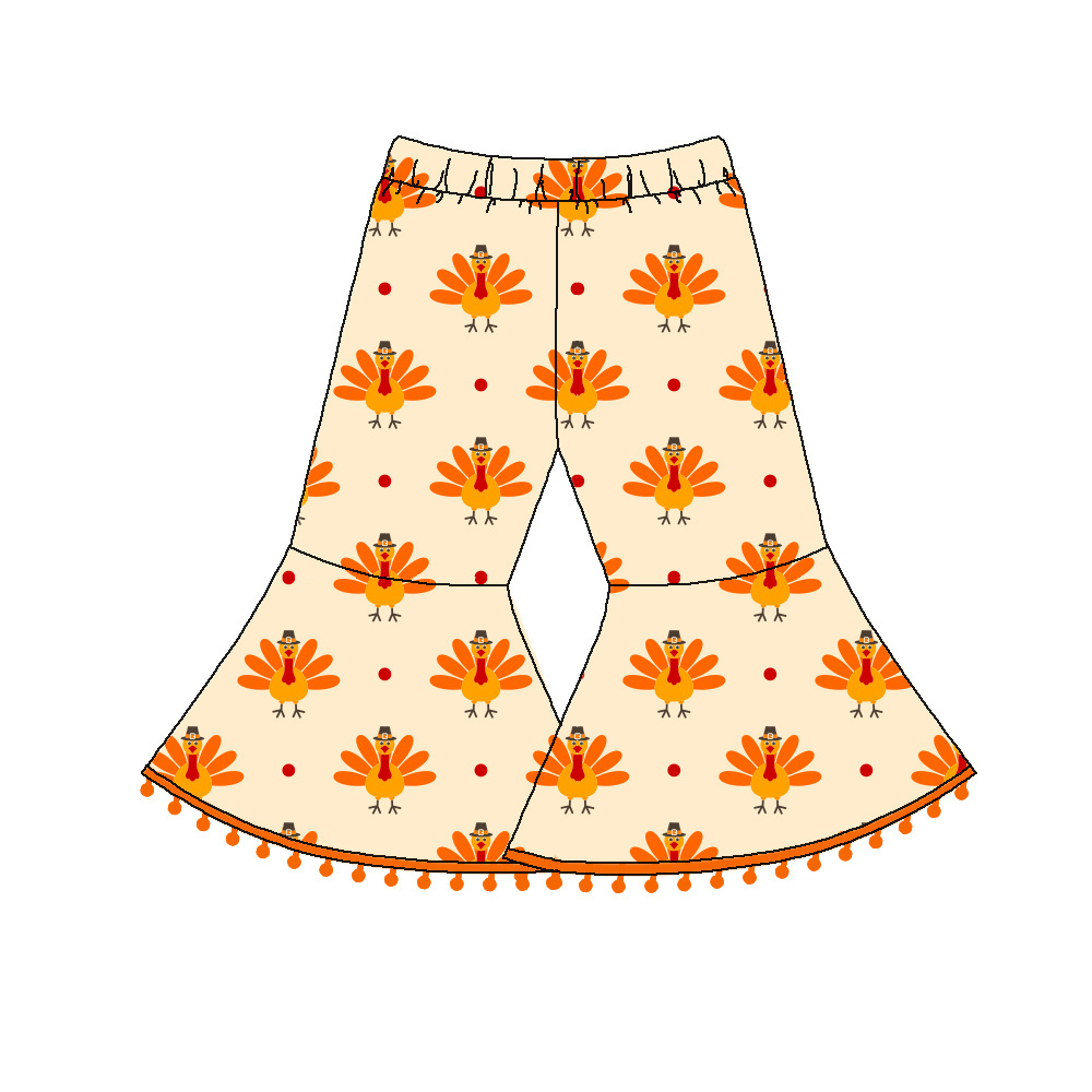 Festival design christmas halloween pumpkin baby toddler kids girls cute pants bell bottoms