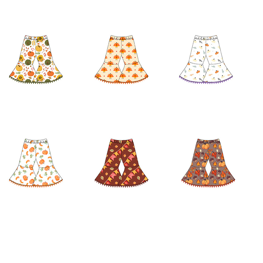 Festival design christmas halloween pumpkin baby toddler kids girls cute pants bell bottoms