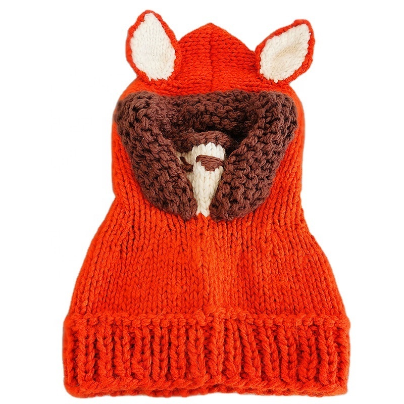 2021 new style hand made animal kids baby iceland wool neck warmer cotton crochet beanies custom knitted hat