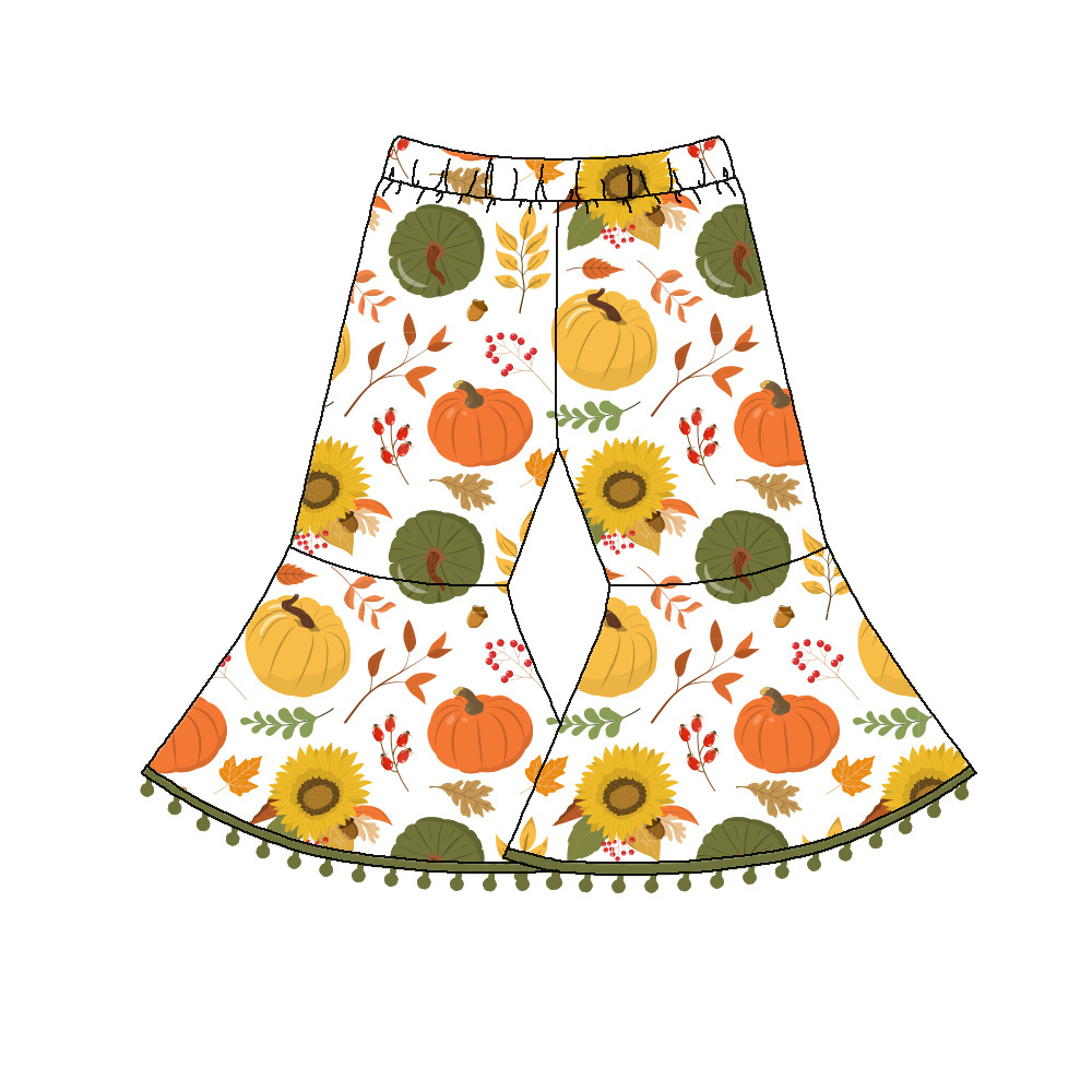 Festival design christmas halloween pumpkin baby toddler kids girls cute pants bell bottoms