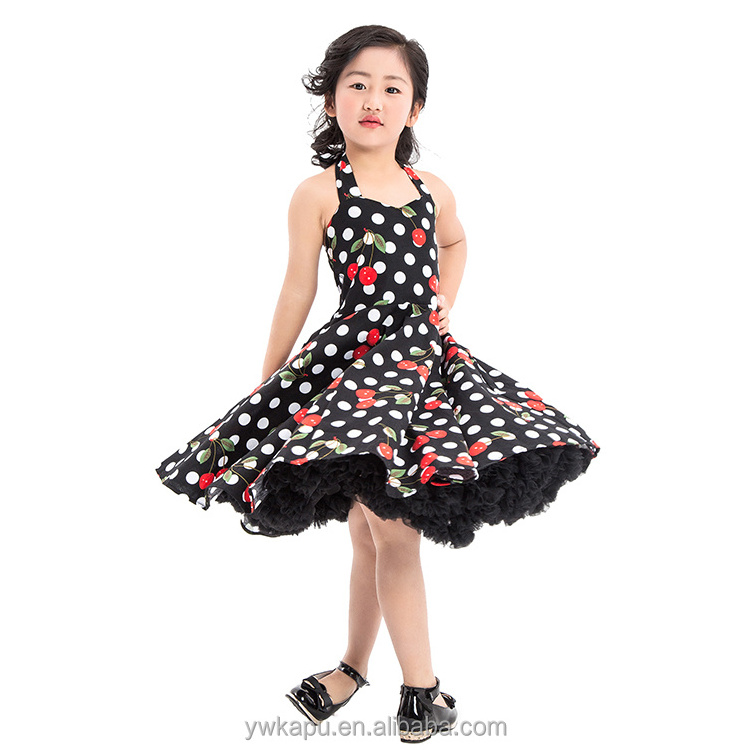 Floral and polka dot print infant boutique wholesale new model kids girl princess dress