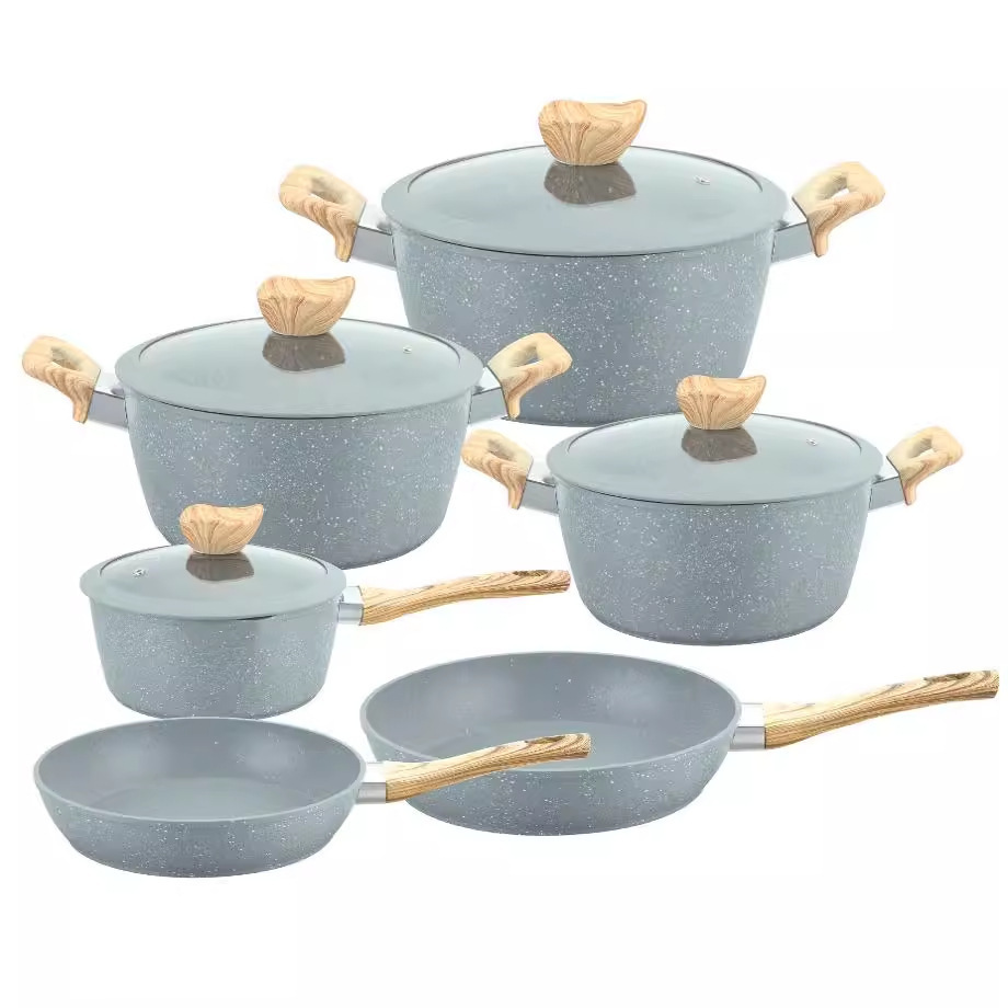 Custom Household Pot Set Non-stick Pan Milk Pot Soup Pot Six-Piece Set Aluminum Cookware Sets