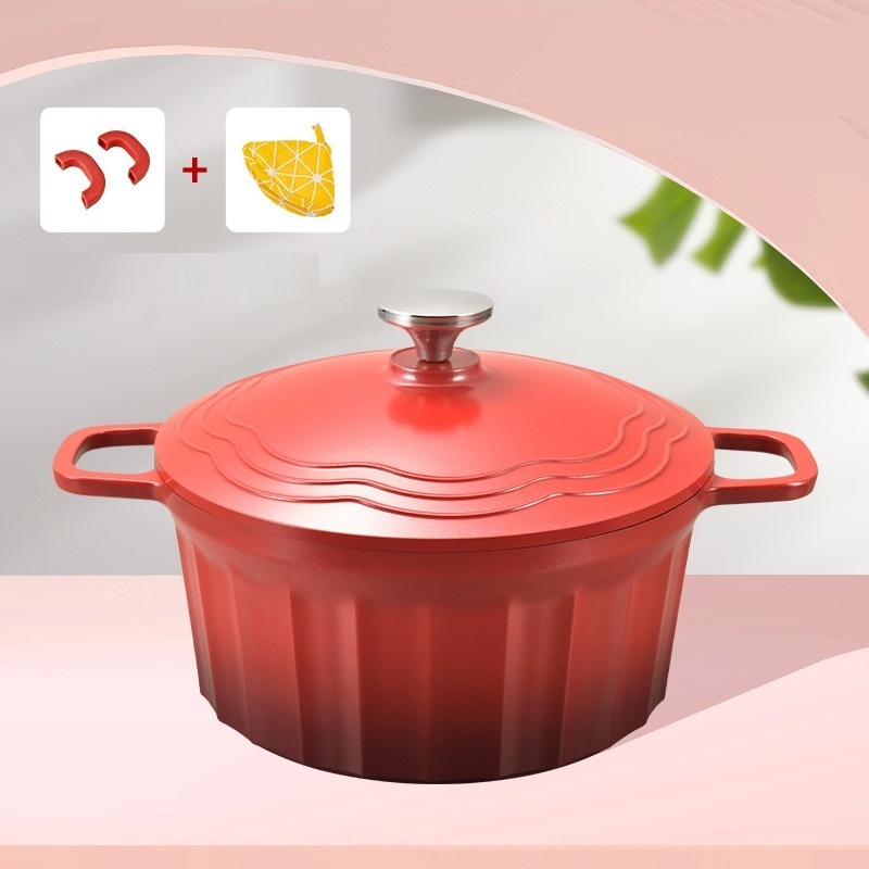 Household Kitchen Non-stick Two Ear Soup Pot Induction Cooker Universal Large Capacity Soup Pot Stew Pot