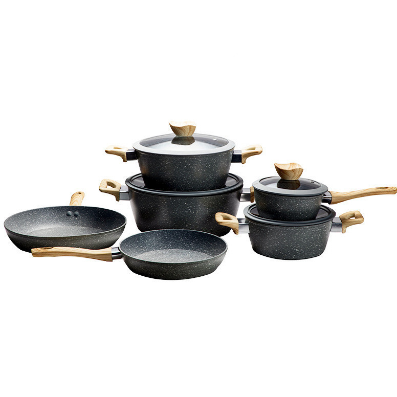 Custom Household Pot Set Non-stick Pan Milk Pot Soup Pot Six-Piece Set Aluminum Cookware Sets