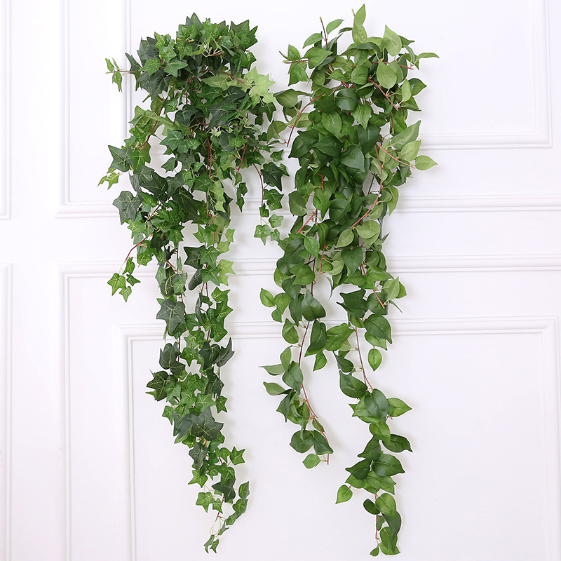 Factory wholesale indoor home decor hanging simulated plant decoration party green artificial wall hanging green ivy leaf