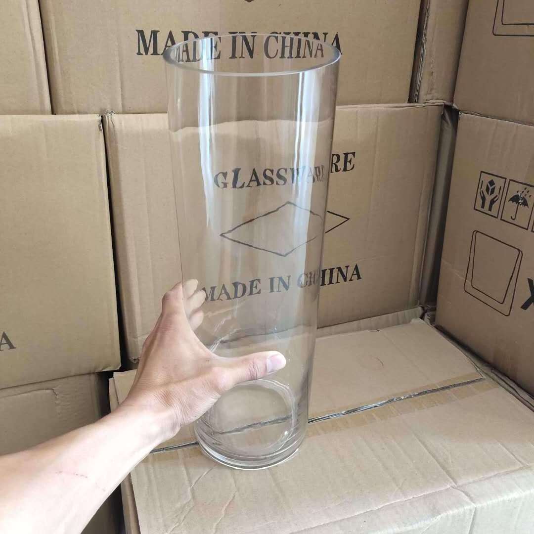 Customized factory wholesale cheap flower arrangement transparent straight tube clear glass cylinder flower vase