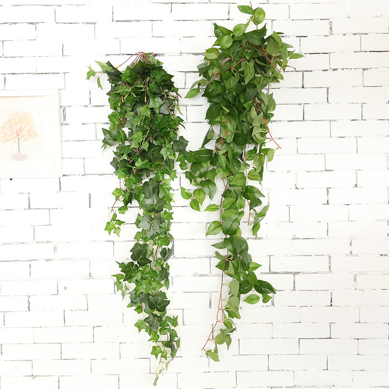 Factory wholesale indoor home decor hanging simulated plant decoration party green artificial wall hanging green ivy leaf