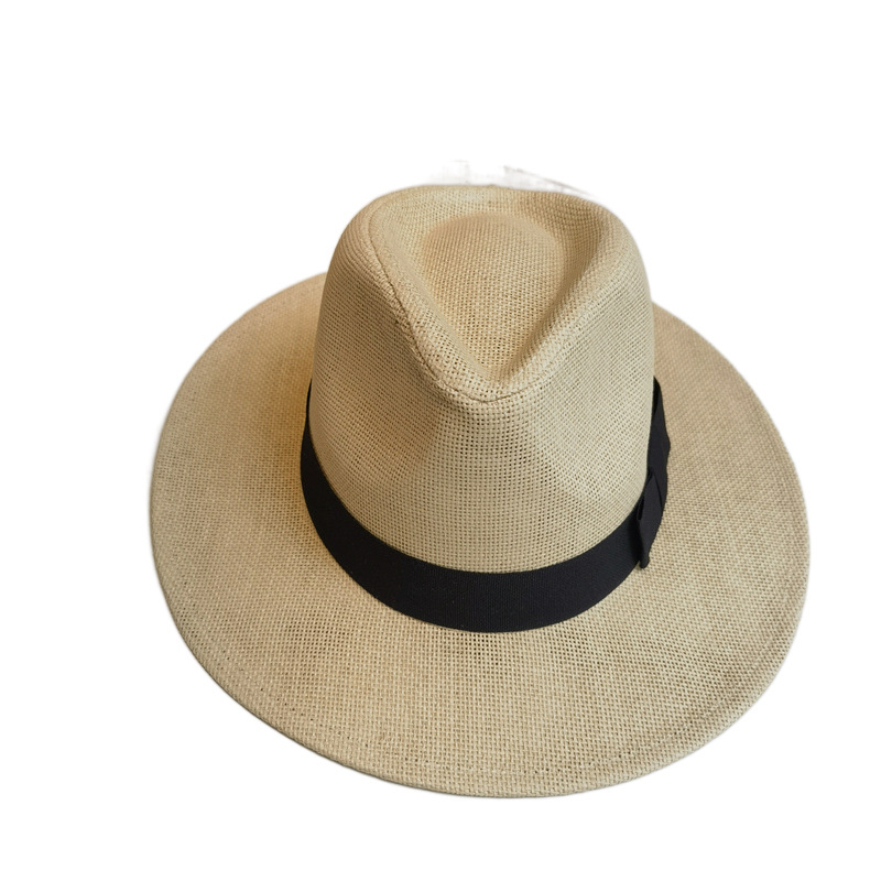 Hot Sale Cheap Custom Logo Straw Panama Hat Wholesale Summer Wide Brim Beach Straw Fedora Hats Sombrero Straw Women Sun Hats