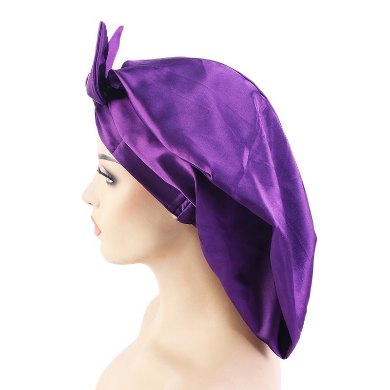 Wholesale Long Shower Cap Hair Adjustable Bonnet Solid Shower Bather Cap Waterproof Satin Long Braid Shower Caps For Women