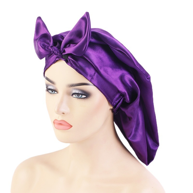 Wholesale Long Shower Cap Hair Adjustable Bonnet Solid Shower Bather Cap Waterproof Satin Long Braid Shower Caps For Women