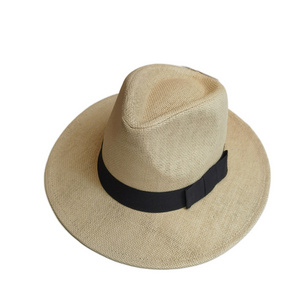 Hot Sale Cheap Custom Logo Straw Panama Hat Wholesale Summer Wide Brim Beach Straw Fedora Hats Sombrero Straw Women Sun Hats