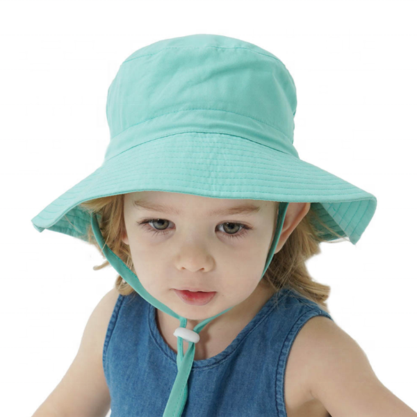 Wholesale Kids UV protection Summer Bucket Hat Baby Travel Plain Printed Custom Bucket Beach Sun Fisherman Hat with string