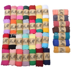 wholesale Yiwu cheap plain solid color hijab scarf cotton linen women viscose scarf