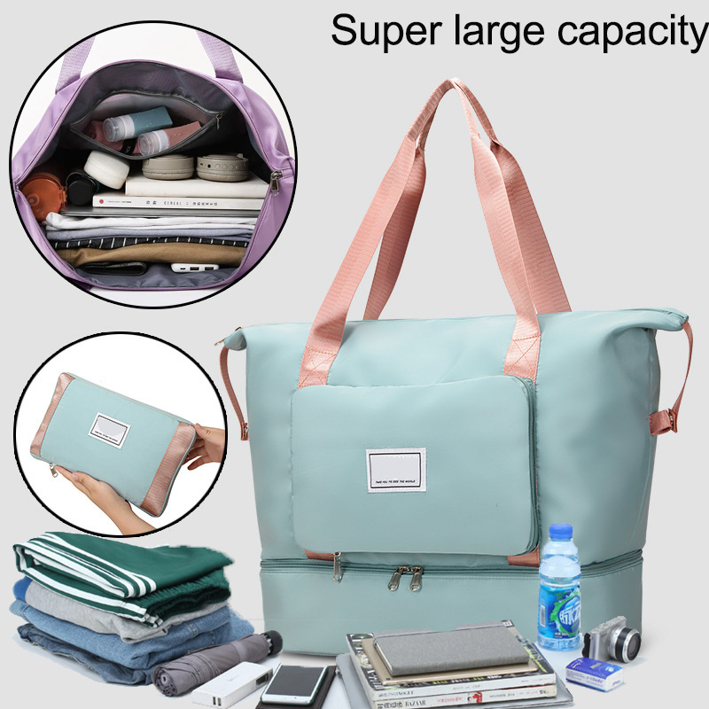 Top Seller Foldable Expandable Dry Wet Waterproof Duffel Bag Duffle Yoga Weekend Shoulder Gym Luggage Travel Tote Bag Women