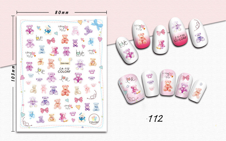 valentine's day nail art stickers toe nails stickers cartoon bear hear lips design self-adhesive sticker nail art