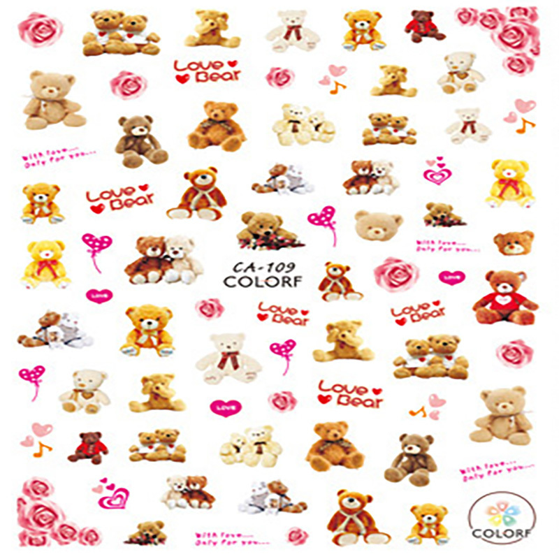 valentine's day nail art stickers toe nails stickers cartoon bear hear lips design self-adhesive sticker nail art