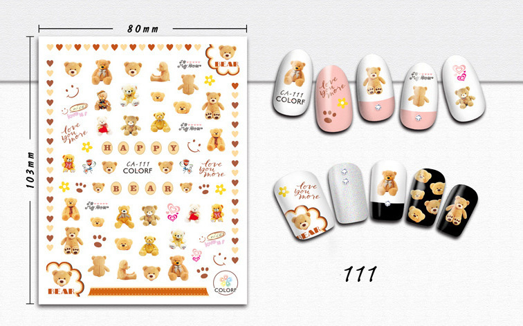 valentine's day nail art stickers toe nails stickers cartoon bear hear lips design self-adhesive sticker nail art