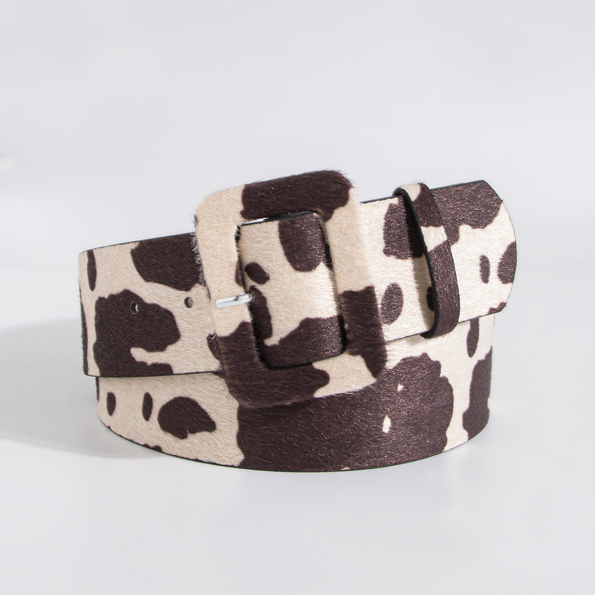 New Hot Selling Belts Versatile imitation horse hair cow pattern waistband with fur bag buckle in stock for women's belts