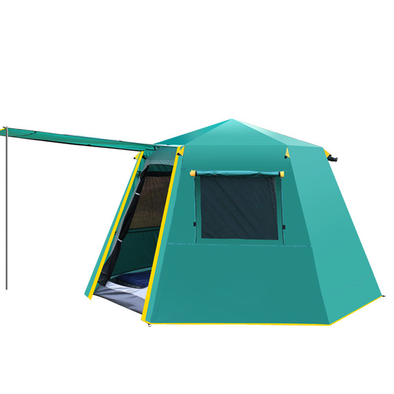 Outdoor Automatic Tent 5-8 People Camping 3-4 People Rainproof Thickened Hexagonal Aluminum Pole Outdoor Camping Double Tent