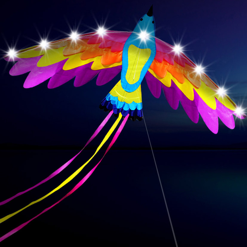 New Luminous Led Kite Adult Children Large Colorful Phoenix Kite Reel Tools Toys Eagle Animal Flying Kites