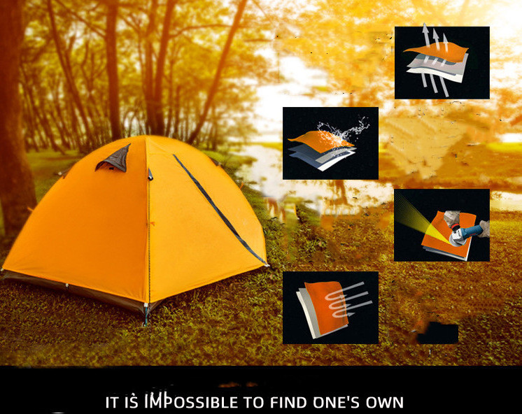 2 Person Camping Tent Lightweight Backpacking Tent Waterproof Windproof Two Doors Easy Setup Double Layer Outdoor Tents for Fami