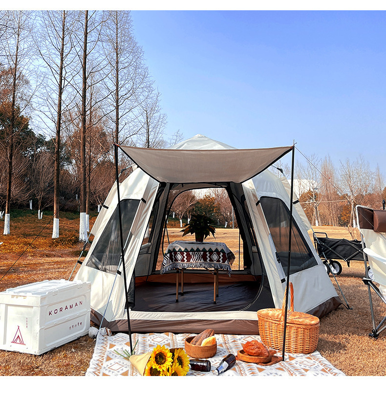 Outdoor tent hexagonal camping multi person space rainproof camping outing equipment tent