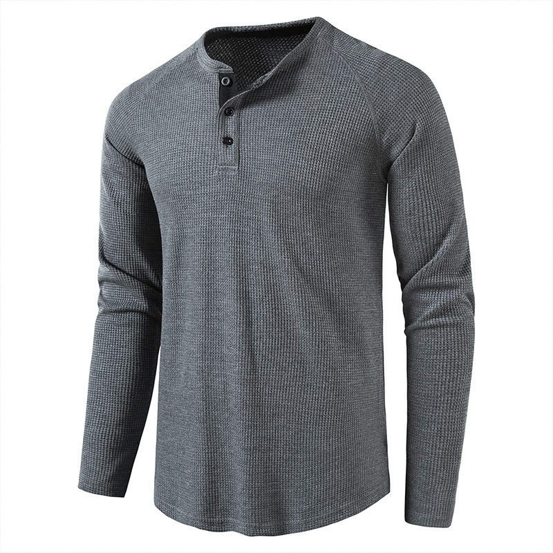 Autumn and Winter Men's Stand Collar Plain Slim Fit High Quality Long Sleeve T-shirt Men Polo Shirt