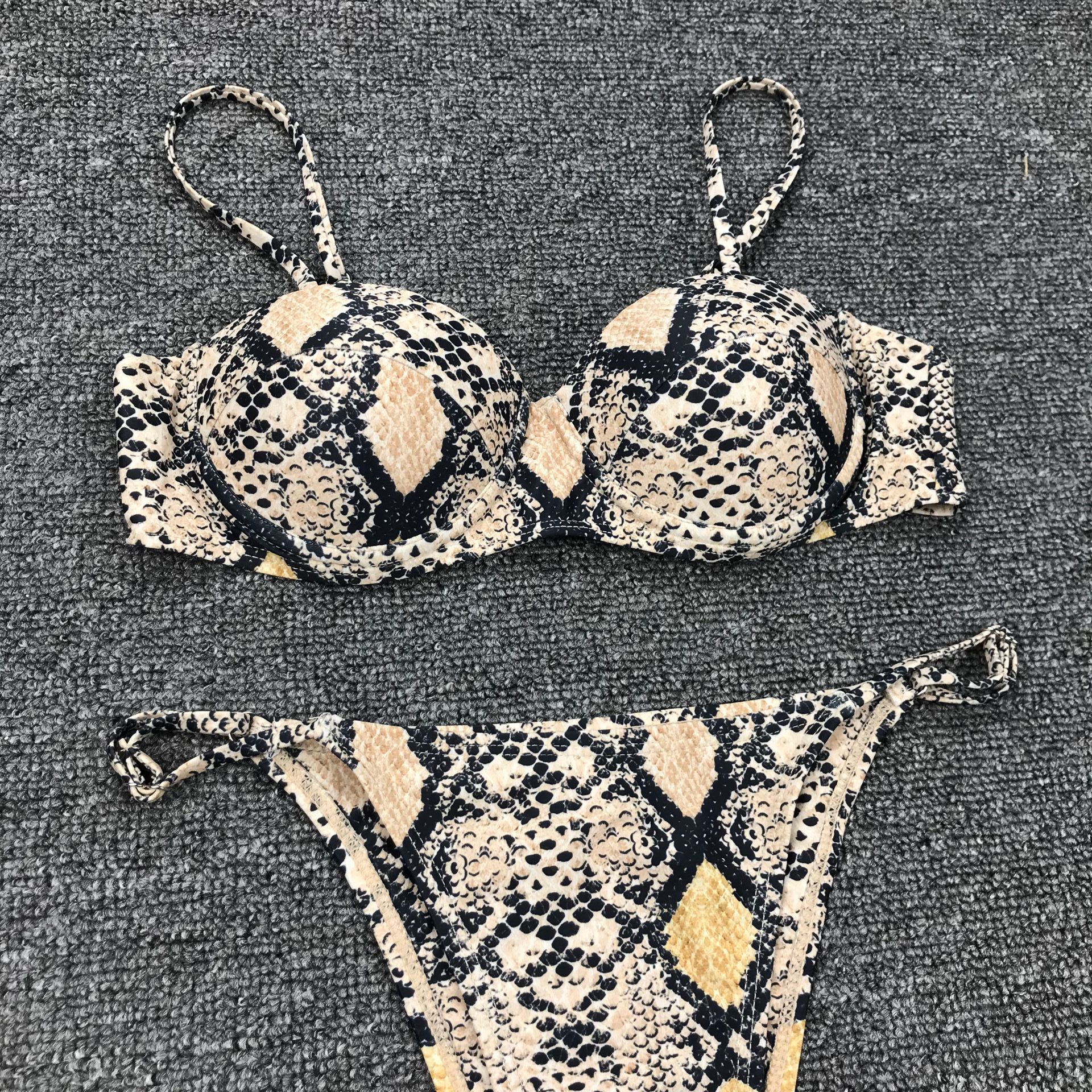 Sexy Snake Skin Bikini 2021 Animal Print Swimsuit Brazilian Push Up Thong 2 Piece Set Swimwear Women Summer Beach Biquini