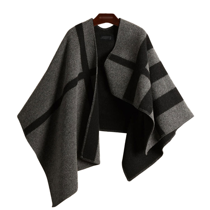 Autumn Winter Patchwork Plaid Pashmina Shawl Wholesale Women Fashion Cashmere Shawls Fleece Poncho