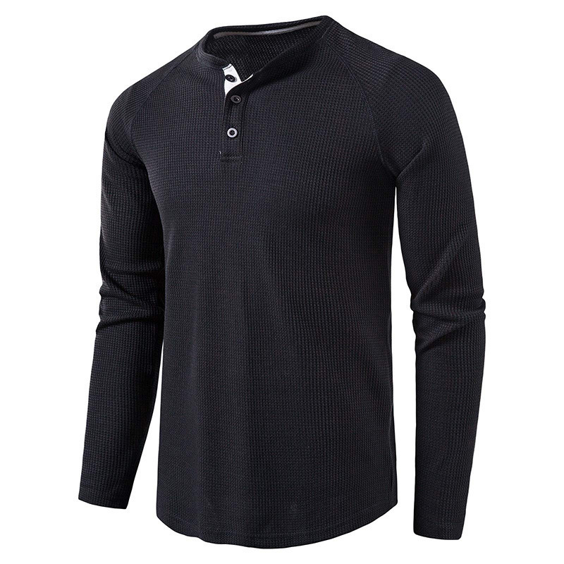 Autumn and Winter Men's Stand Collar Plain Slim Fit High Quality Long Sleeve T-shirt Men Polo Shirt