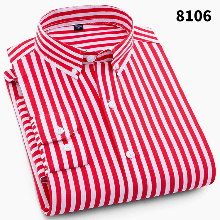 Custom Men's Striped Shirts Casual Long Sleeve Button Down Shirts