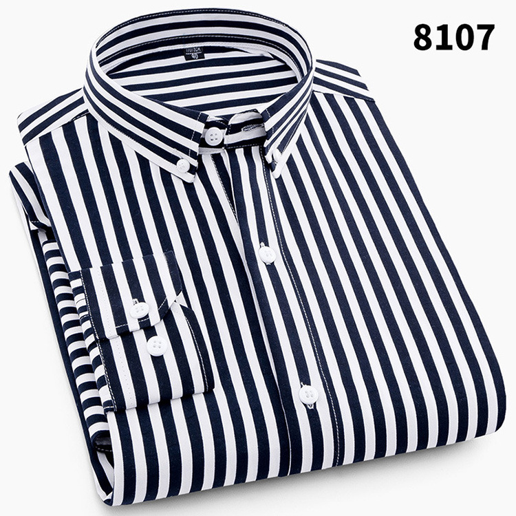 Custom Men's Striped Shirts Casual Long Sleeve Button Down Shirts