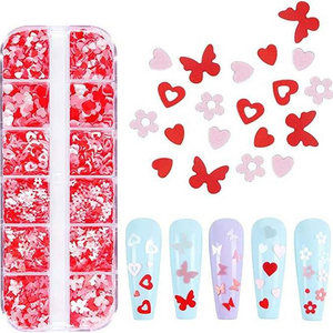 New Pink Heart Nail Art Sequins Sticker Valentine's Day Manicure Jewelry Decor Flower Love Heart Party Nail Sequins Glitter