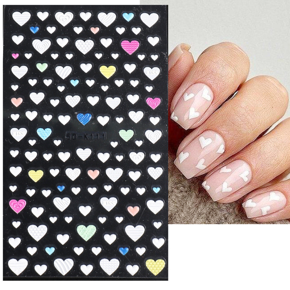 Hot Designs Handmade Flowers Nail Art Stickers Beauty Decoration 5d Relief Star Heart Star Moon Back Glue Nail Stickers Decals