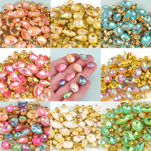 Handmade Sew on Crystal Stones Mixed Size Sew on Rhinestones Glass Rhinestones for Crafts Clothes Shoes Garment DIY Decorations