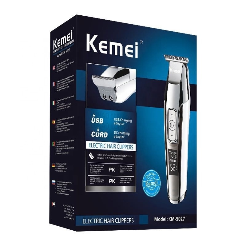 Kemei Rechargeable Electric Hair Clipper With LCD KM-5027 High Quality Cordless Trimmer Household Barber Carving Trimmer