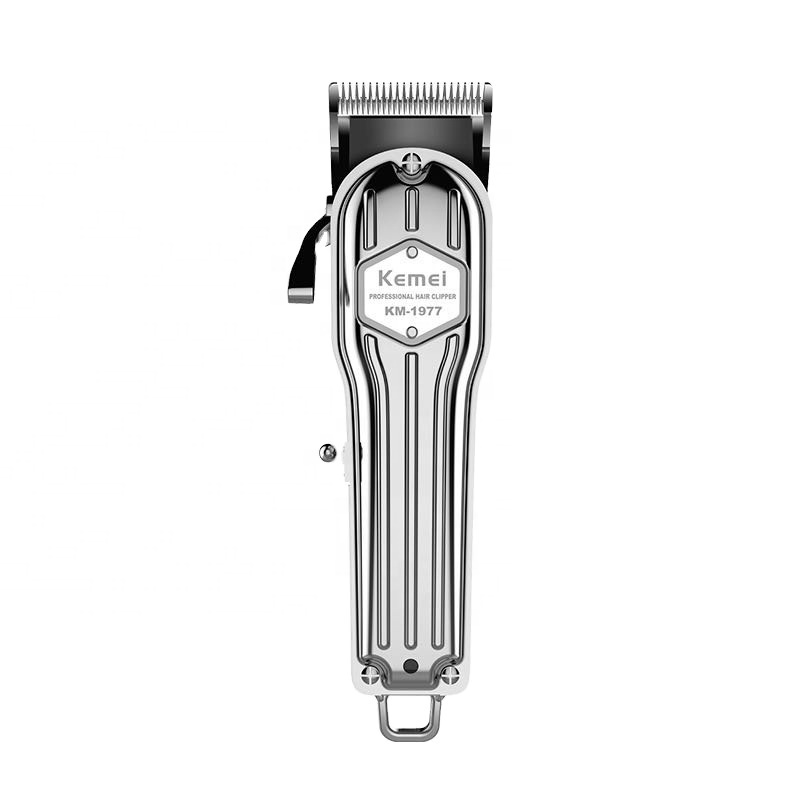 Custom Design High Speed Motor Working Kemei  Hair Clipper KM-1977 Rechargeable Electric Hair Clipper Metal