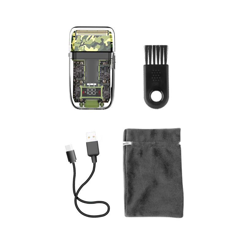 Kemei Km-Tx7 Usb Charging Transparent Body Camouflage Waterproof Men's Electric Shaver