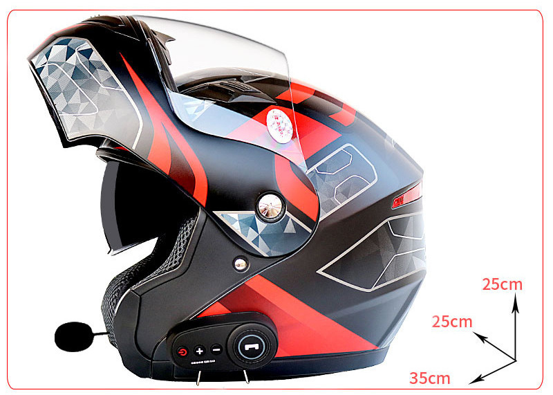 Newly  Helmet Bluetooth DOT  Flip up Full face Dual Lens Motorcycle Helmet with Built-in Integrated BT Intercom system