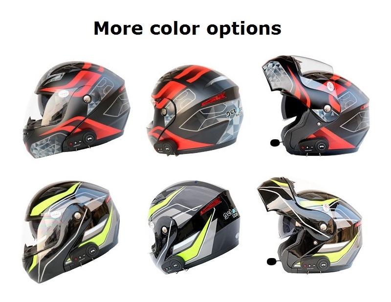 Newly  Helmet Bluetooth DOT  Flip up Full face Dual Lens Motorcycle Helmet with Built-in Integrated BT Intercom system