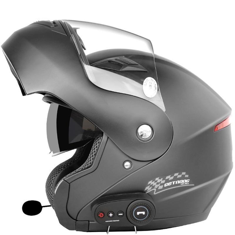 Newly  Helmet Bluetooth DOT  Flip up Full face Dual Lens Motorcycle Helmet with Built-in Integrated BT Intercom system