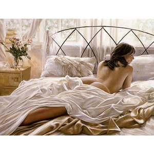 HUACAN Pop Art Bed Nude Picture Woman Portrait Diamond Painting Short Canvas Full Diamond Resin Cross stitch Kit Arts And Crafts