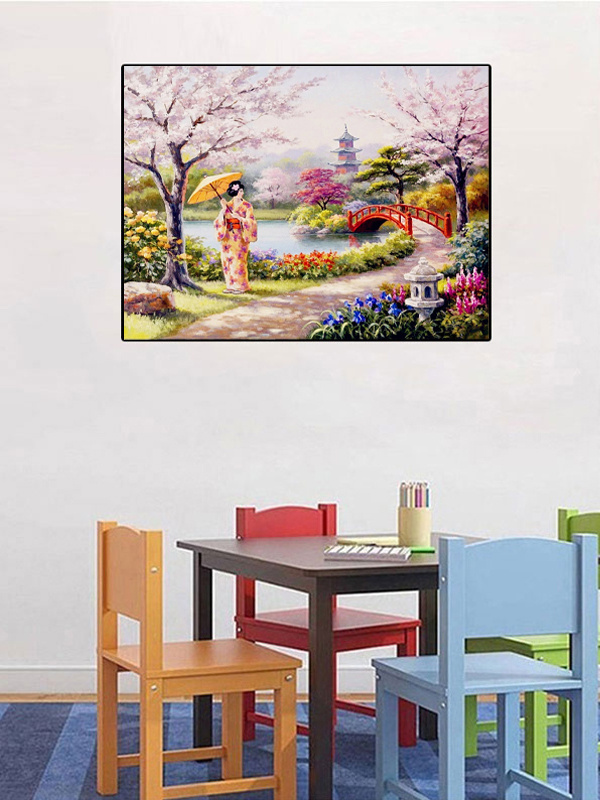 5D DIY Diamond Painting Landscape House Mosaic Sale Japanese Diamond Embroidery Cherry Blossoms Home Decor