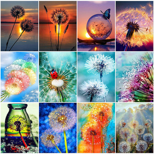 DIY 5D Full Resin Diamond Painting Kit Sunset Dandelion Diamond Embroidery Arts and Crafts Picture for Wall Decor