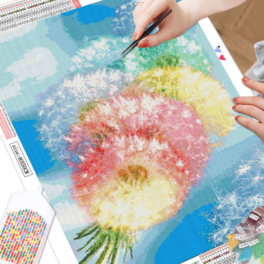 DIY 5D Full Resin Diamond Painting Kit Sunset Dandelion Diamond Embroidery Arts and Crafts Picture for Wall Decor